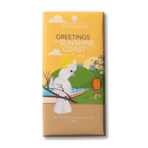 Greetings From Sunshine Coast Milk Chocolate Bar 100g